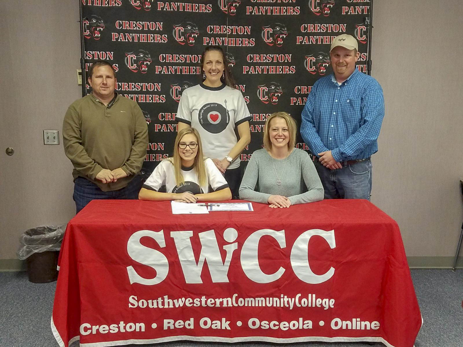 Creston Community High School senior Micha Stephens signs her letter of intent to join the Southwestern Dazzlers for the 2019-20 season.