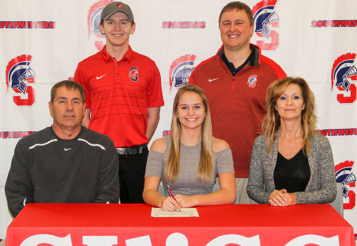 Pictured (from left to right) - Sitting: Rick Carter, Ashton’s father; Ashton Carter; and Michelle Mostek, Ashton’s mother.  Standing: Ryan Palser, SWCC assistant golf coach, and Doug North, SWCC head golf coach.