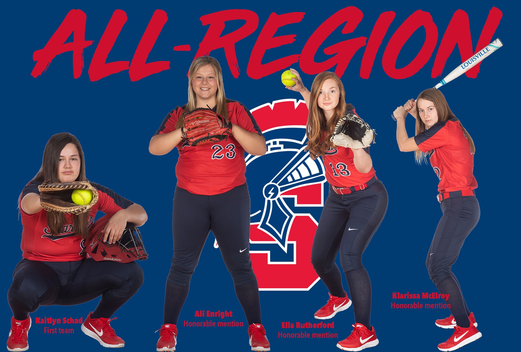 Southwestern's Kaitlyn Schad, Ali Enright, Ella Rutherford and Klarissa McElroy all earned all-region honors.