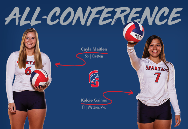 Cayla Maitlen and Kelcie Gaines were named to the ICCAC All-Conference volleyball team.